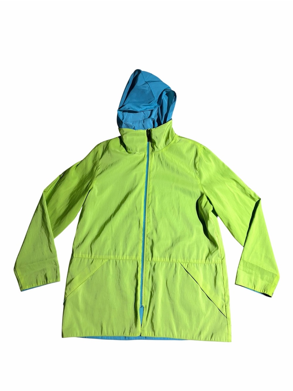 Mycra Pac Reversible Rain Coat Packable Travel Rain Jacket Size M/L Neon Green